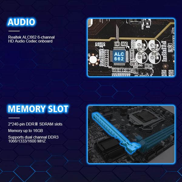 H81 Motherboard Kit with 2*8GB DDR3 1600mhz 16GB RAM Memory SATA 3.0 2.0 HD+VGA M.2 Nvme/NGFF Micro-ATX LGA1150 Placa Mae Set