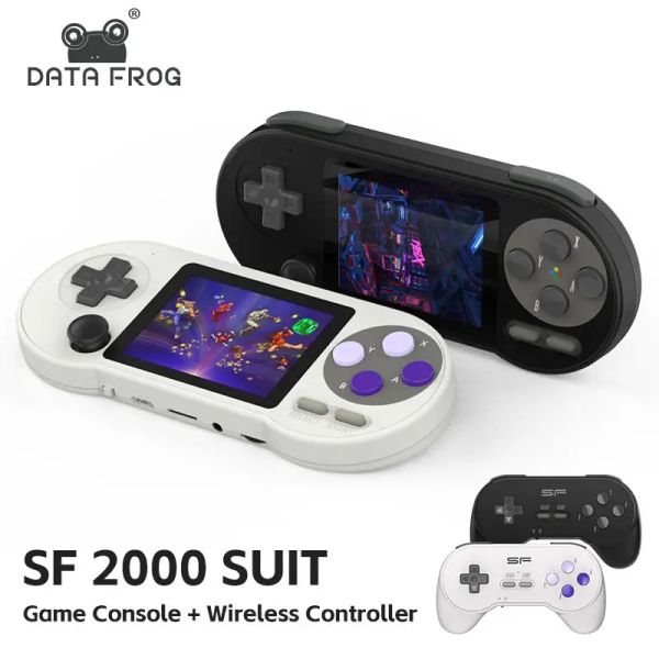 DATA FROG SF2000 3 inch Handheld Game Console Player Mini Portable Game Console Built-in 6000 Games Retro Game Support AV Output