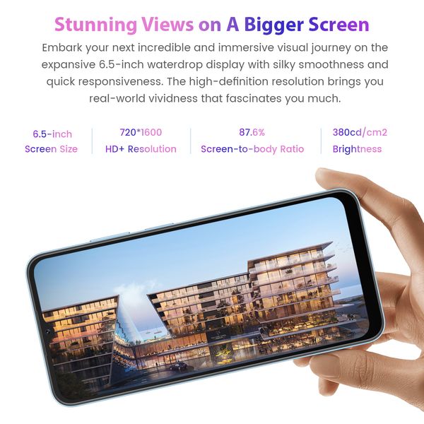 A52 Blackview New Smartphone 2GB 32GB 6.5 Inch Android 12 Cellphone Octa Core Mobile Phone 5180mAh Dual 4G 13MP Rear Cameras 3, Black
A52 Blackview New Smartphone 2GB 32GB 6.5 Inch Android 12 Cellphone Octa Core Mobile Phone 5180mAh Dual 4G 13MP Rear Cameras 3, Black