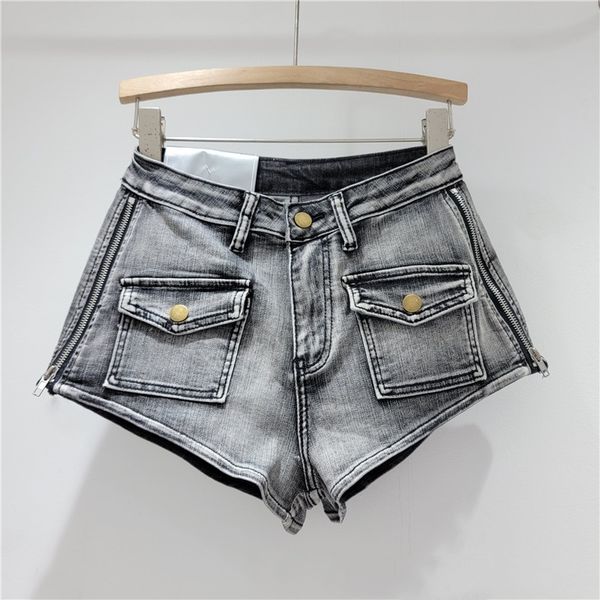 

jeans womens shorts Summer new hot girl hot pants with side zipper design washed distressed three point denim shorts sexy, Blue