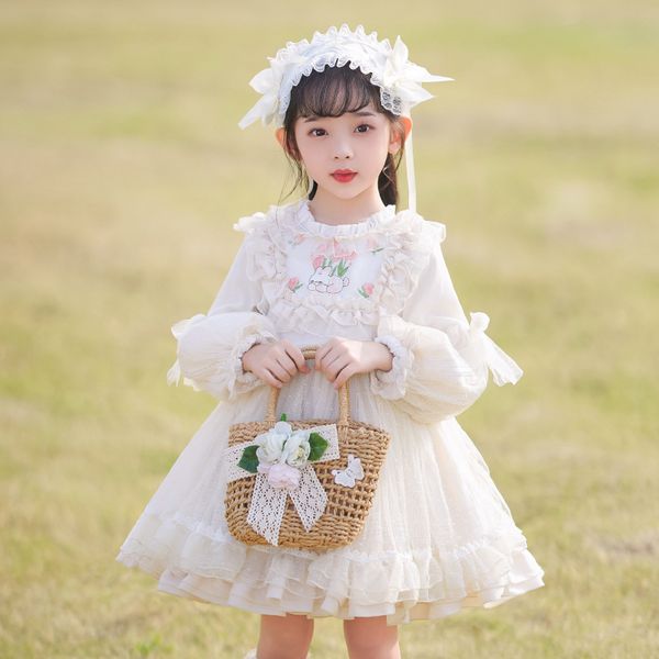 

Princess Dress for Girls Spanish Court Style Dress for Children One Year Old Baby Dress, White