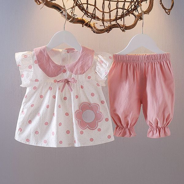 2024 new baby girls summer two-piece set pure cotton, Yellow