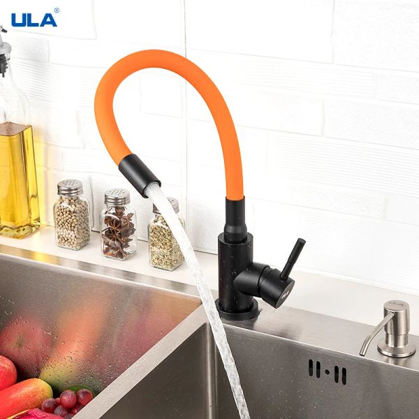 ULA Kitchen Faucet Flexible Spout Kitchen Sink Faucet Color Hose 360 Degree Rotate Hot Cold Water Sink Mixer(Without Water Pipe)