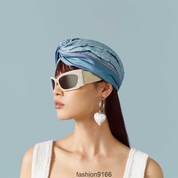 

Silk Elastic Blue and Light Headbands Women Luxury Girls Print with Horsebit Headband Hair Bands Scarf Accessories Gifts