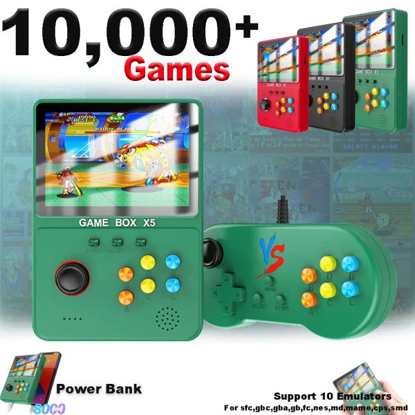 x5 Retro Game Console with 10000+ Classic Games 4.0 Inch IPS Screen Portable Handheld Game Players 3D Joystick Gaming Consoles