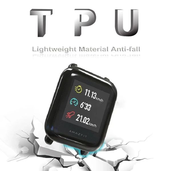 For Amazfit Bip 5 3 pro SmartWatch Silicone band bracelet+TPU Case Protector Frame Bumper Cover shell
