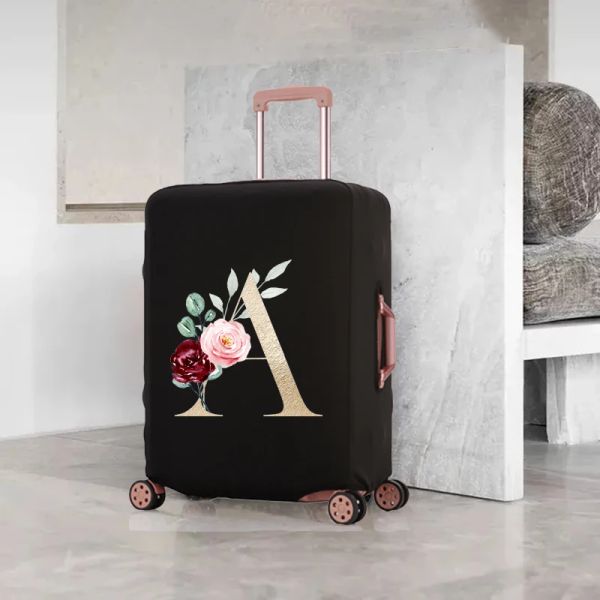 Travel Suitcase Cover Elastic Protective Case Gold Letter Traveler Essentials Accessories for 18 32 Inch Dust Luggage Covers