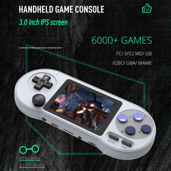 DATA FROG SF2000 Portable Handheld Game Console 3 inch Retro Game Consoles With 6000 Games Classic Mini Video Games for Kids