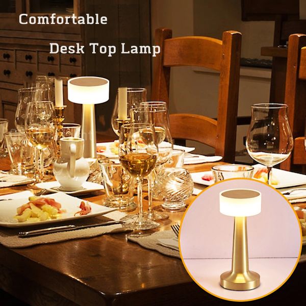Vintage LED Rechargeable 3 Color Bar Restaurant Coffee Desktop new 2025 Decorative Metal Table Lamp Touch Bedroom Bedside Night Lights
