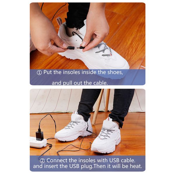 Electric Heated Shoes Full Foot Fever USB Electric Heated Shoe Insoles Winter Electric Heated Insoles for Skiing Hunting Fishing
