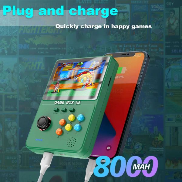 X5 Game Console Built-in 10000+ Games Handheld Game Player 4.0 Inch IPS Screen 3D Joystick Retro Consoles Arcade 10 Emulators