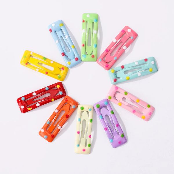 10Pcs Baby Girls Colorful Snap BB Clip 1.2inches Cute Star Heart Hairpins Kids Toddler Boutique Dot Hairclips Hair Accessories