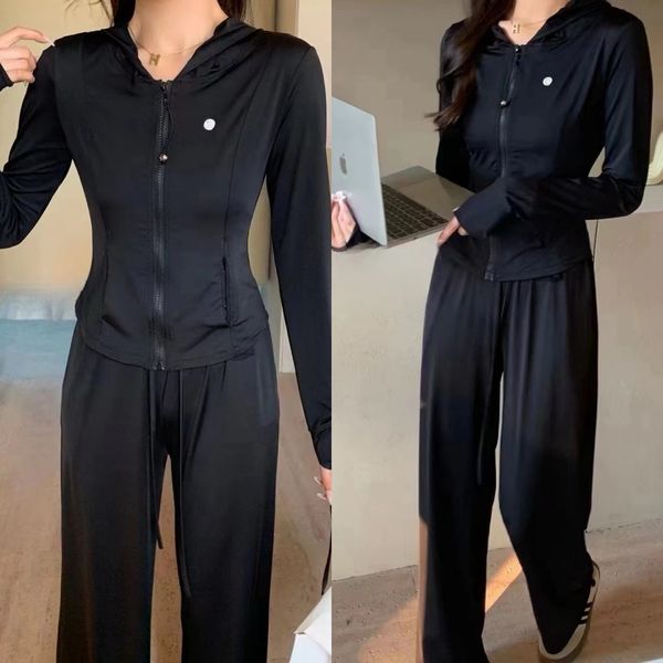 

women tracksuit two piece set lumon Classic black hooded Yoga Womens LL Define Workout Sports Jacket Fitness Jacket Sports Zip Sweatshirt Sportswear casual suit