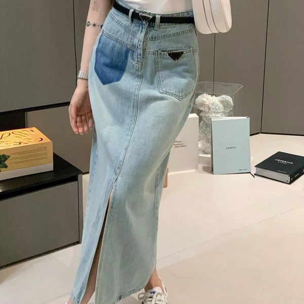 denim skirt skirts for womens pr Triangle logo denim skirt with belt Contrast color pocket design, Blue
denim skirt skirts for womens pr Triangle logo denim skirt with belt Contrast color pocket design, Blue