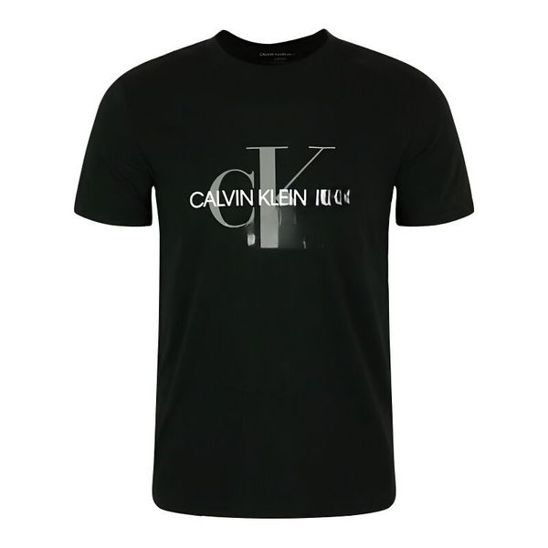 

Men's fashion round neck printed short sleeve summer cotton T-shirt tide, Black