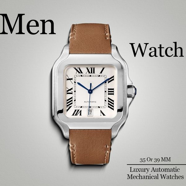 designer Men Watches watches high quality movement watch leather Or Stainless Steel watchstrap 35 Or 39 MM Square Stainless Steel Bezel Folding buckle Sport Watches, Silver
designer Men Watches watches high quality movement watch leather Or Stainless Steel watchstrap 35 Or 39 MM Square Stainless Steel Bezel Folding buckle Sport Watches, Silver