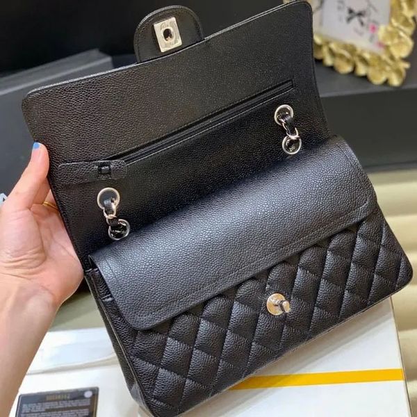

10A Designer bag Mirror quality clamshell Bag 20cm 25CM 30cm Real Leather Caviar Lambskin Classic All Black Purse Quilted Handbag Shoulde With Box, Red sheepskin