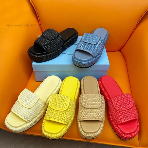 Summer Braided raffia platform slides sandals casual shoes slip on flats slipper mules womens Luxury Designer Dress shoe factory footwear, Multi
Summer Braided raffia platform slides sandals casual shoes slip on flats slipper mules womens Luxury Designer Dress shoe factory footwear, Multi