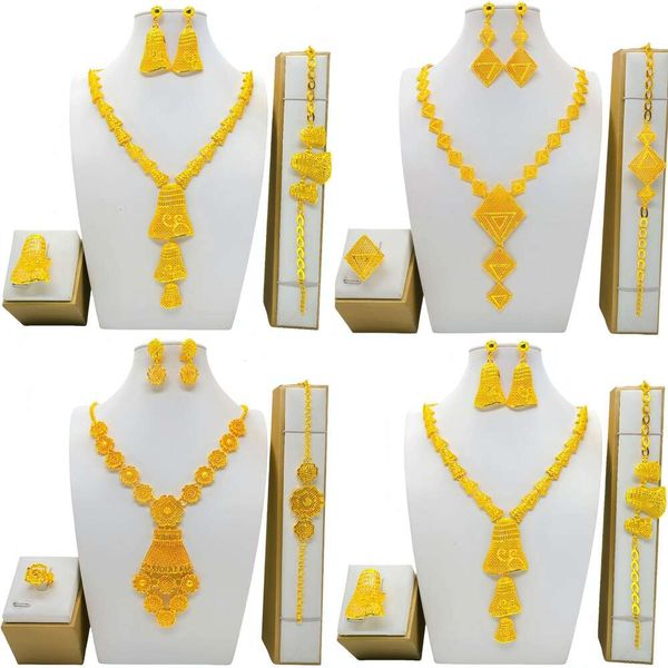 

Hot selling item recommendation: Dubai gold-plated necklace, bracelet, earring set, bride necklace se Women's Daily Party And Wedding Season