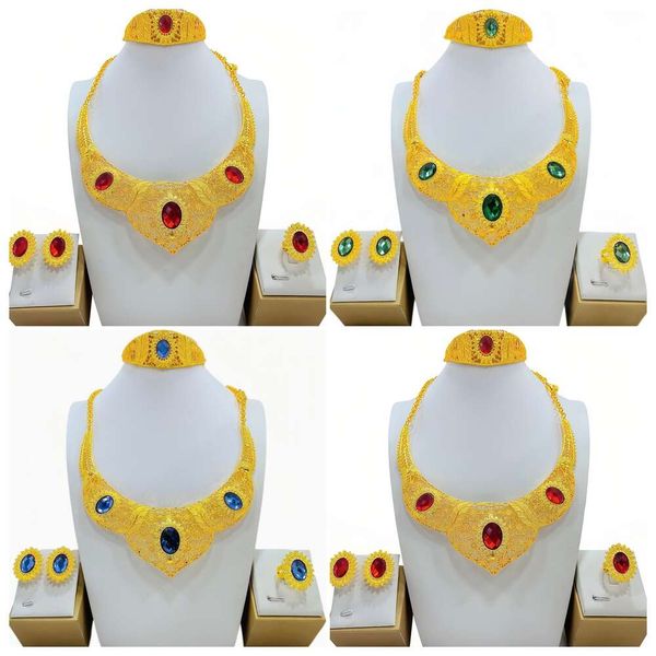 Gold New Women's Necklace Earrings Ring Bracelet Four piece Jewelry Set
Gold New Women's Necklace Earrings Ring Bracelet Four piece Jewelry Set