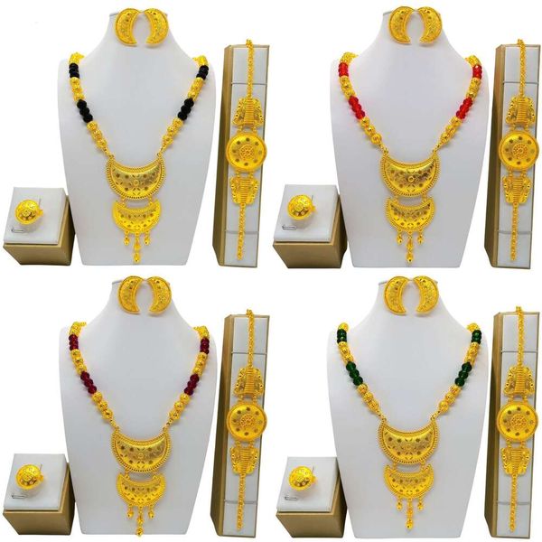 Plated Bead Set Bridal Wedding Jewelry Sand Gold Long Necklace Bracelet Ring Earrings Hot selling
Plated Bead Set Bridal Wedding Jewelry Sand Gold Long Necklace Bracelet Ring Earrings Hot selling