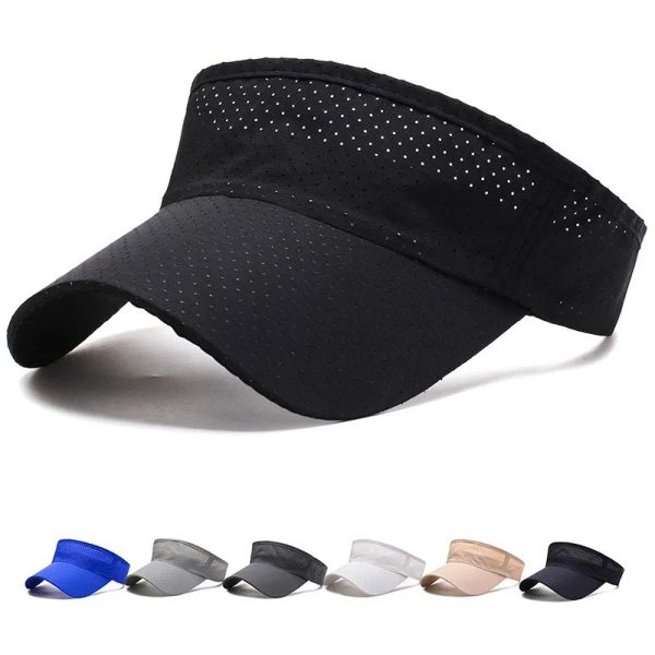 

Summer Breathable Air Sun Hats Men Women Adjustable Visor UV Protection Top Empty Solid Sports Tennis Running Sunscreen Cap Hat, Light grey