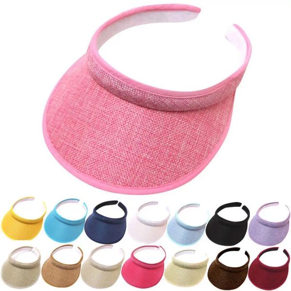 

1Pc Summer Sun Hat Foldable Portable Wide Brim Visor Hat Multi-function Beach Hats Straw Cap Uv Protected Suncap for Women, Pink