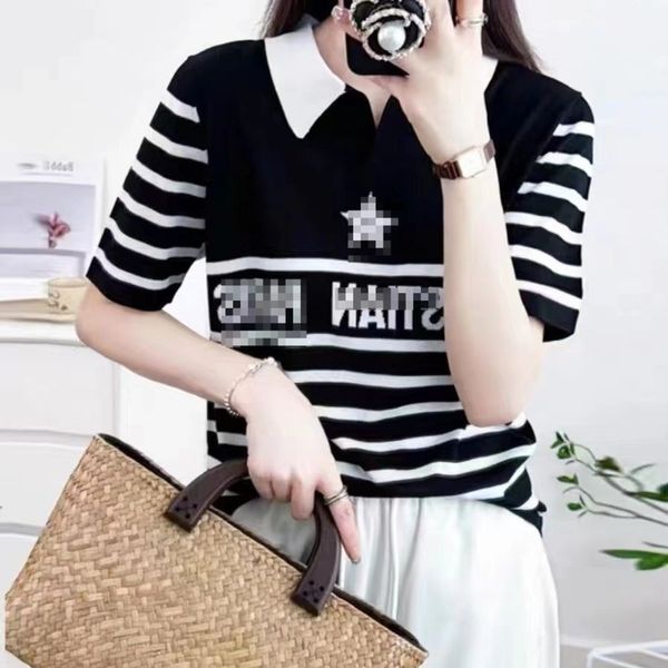 "Summer Fashion Must-Have: Chic Lapel Five-Star Color Block Striped Short-Sleeve Ice Silk Jersey for Women - Trendy and Temperament", Lightpink
"Summer Fashion Must-Have: Chic Lapel Five-Star Color Block Striped Short-Sleeve Ice Silk Jersey for Women - Trendy and Temperament", Lightpink