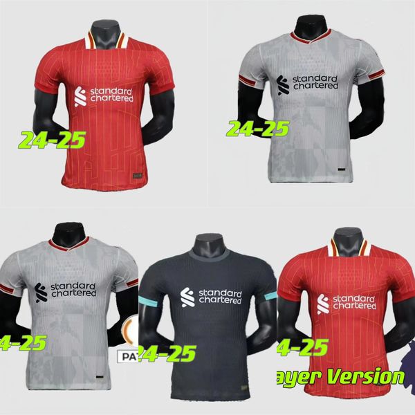 

24 25 season soccer jerseys red home cities fan football shirts men kids uniforms jersey RedsMohamed Salah Darwin 2024 2025 red away third white black shirt third, 24-25 home