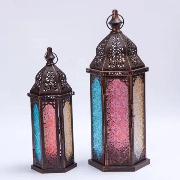 Holders Candle European Creative Home Furnishing Pieces Iron Lantern Candlestick Color Metal Glass Hollow Moroccan Decor stick
Holders Candle European Creative Home Furnishing Pieces Iron Lantern Candlestick Color Metal Glass Hollow Moroccan Decor stick