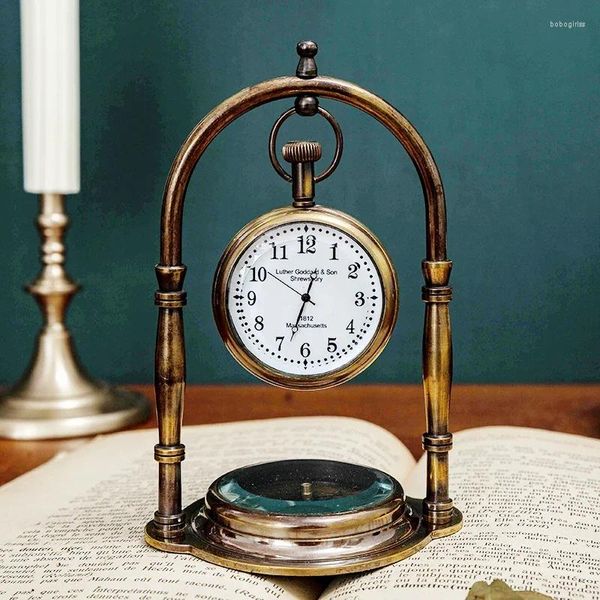 Clocks Table Retro Brass Clock Light Luxury Study Digital With Compass Old Seat Home Furnishing High-end Gifts
Clocks Table Retro Brass Clock Light Luxury Study Digital With Compass Old Seat Home Furnishing High-end Gifts