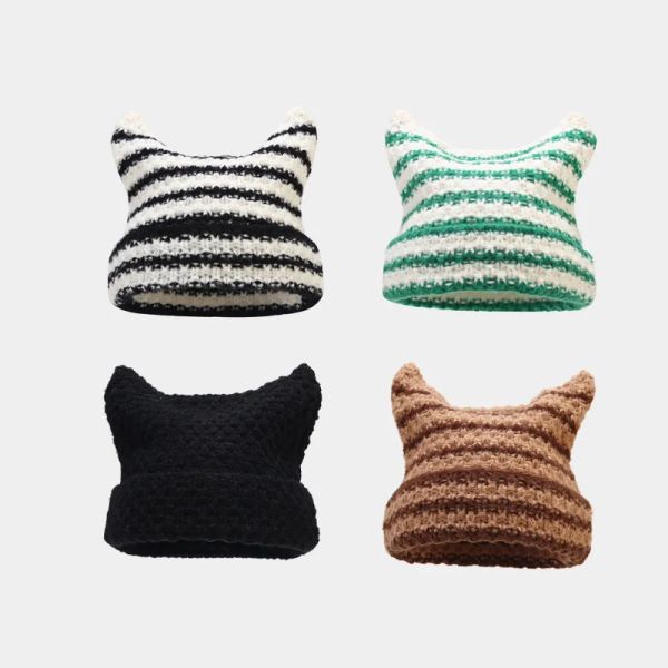 Imp Ear Warm Woolen Cap Female Cute Cat Ears Fashion Striped Knitting Cap Set Head Cap Fashion Hip-hop Cotton Cap Bean Cap, Khaki
Imp Ear Warm Woolen Cap Female Cute Cat Ears Fashion Striped Knitting Cap Set Head Cap Fashion Hip-hop Cotton Cap Bean Cap, Khaki