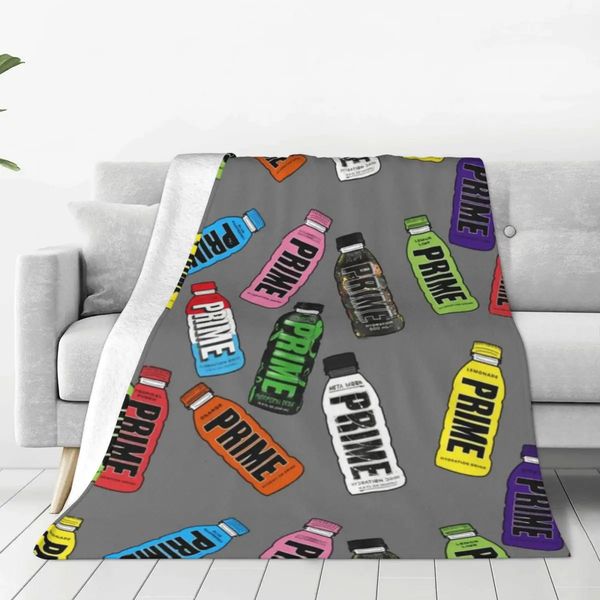 Super Soft Blankets Travel P-Prime Sports Drink Throw Blanket Hydration Bottle Flannel Bedspread Couch Bed Sofa Bed Cover 240514