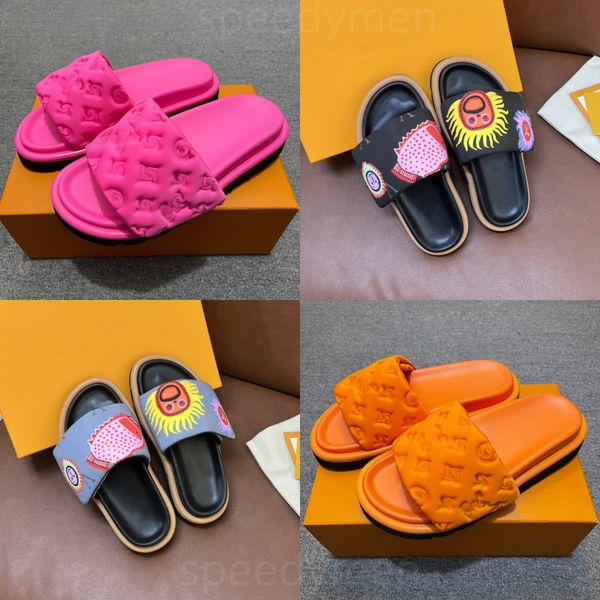 Designer Sliders Slippers Women Men Pool Pillow Flat Comfort Mules Slides Fashion Classic Prints Embossed Summer Sandals Black Grey Beach Shoes, Random color1
Designer Sliders Slippers Women Men Pool Pillow Flat Comfort Mules Slides Fashion Classic Prints Embossed Summer Sandals Black Grey Beach Shoes, Random color1