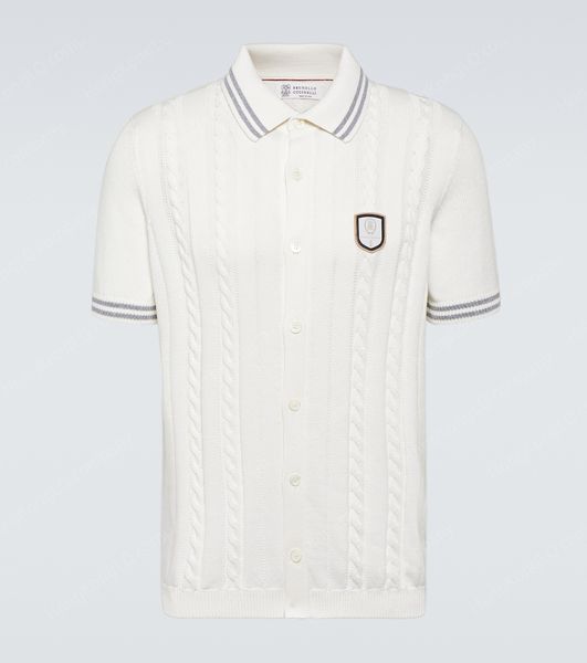 Designer Mens Polos Shirts 100% Cotton Clothing Summer Brunello Men Shirt Cable-knit Cotton Polo Sweater Cuccinelli, White
Designer Mens Polos Shirts 100% Cotton Clothing Summer Brunello Men Shirt Cable-knit Cotton Polo Sweater Cuccinelli, White