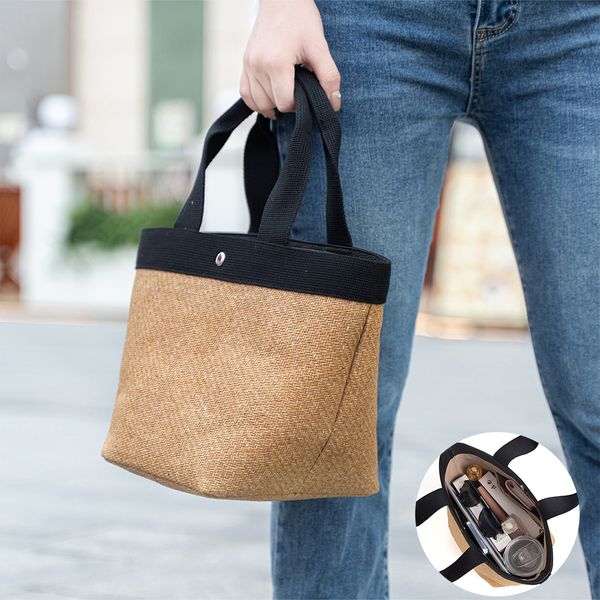 Women's Handbag Ins Grass Woven Bag Fashion Woven Vegetable Basket Small Handheld Summer Bucket Tote Bag beach handbag, Black
Women's Handbag Ins Grass Woven Bag Fashion Woven Vegetable Basket Small Handheld Summer Bucket Tote Bag beach handbag, Black
