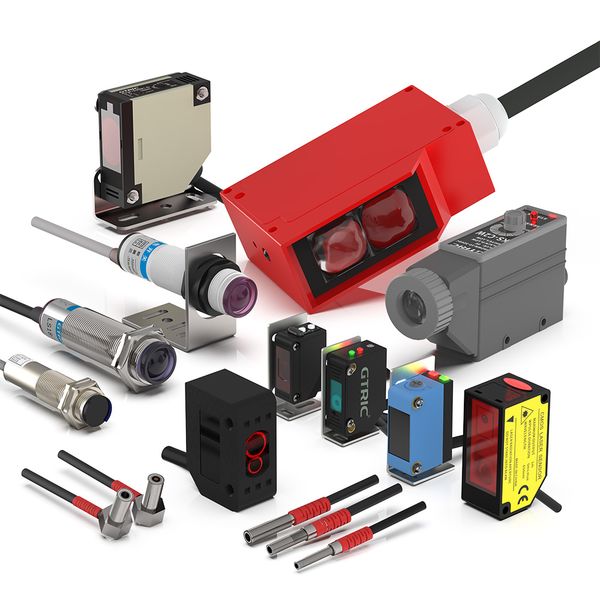 GTRIC Laser Photoelectric Sensor Through-beam M12 Series 10-30V NPN PNP Visible Spot 2mm Sensing Distance 25M Adjustable