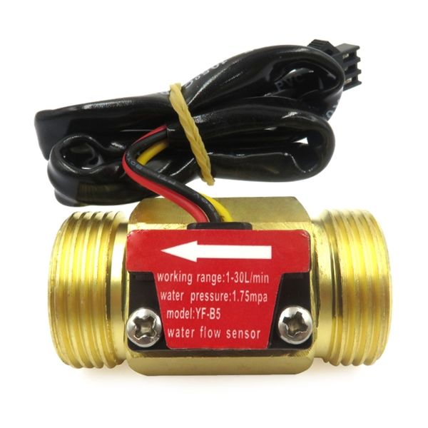 Hall Effect Sensor Flow Meter Flowmeter Counter 1-30L/min G3/4" Male Thread Brass Water Flow Sensor for Water Dispenser