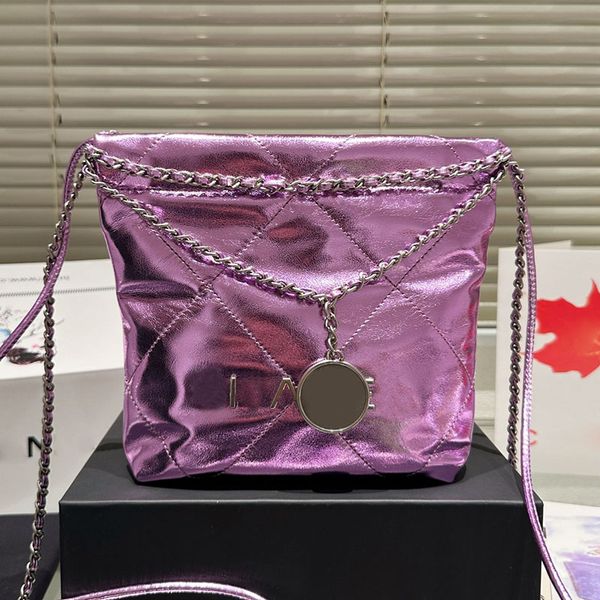 Shiny Leather Ladies Designer Garbage Bag Mini Shopping Bags Silver Letters Charm Chain Luxury Tote Shoulder Handbag 20cm Purse, Gold
Shiny Leather Ladies Designer Garbage Bag Mini Shopping Bags Silver Letters Charm Chain Luxury Tote Shoulder Handbag 20cm Purse, Gold