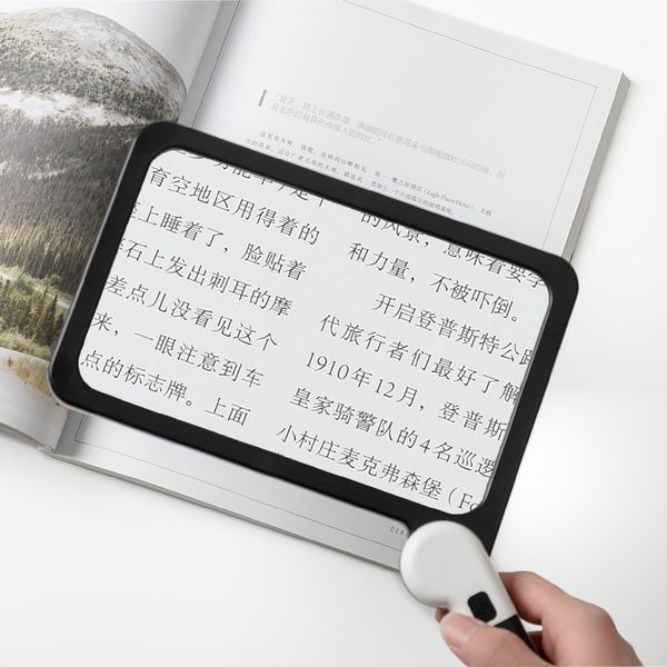Foldable Magnifying Glass with Gluing Handle Dimmable Reading Magnifier 48 LED Lights for Old People Seniors for Books Reading