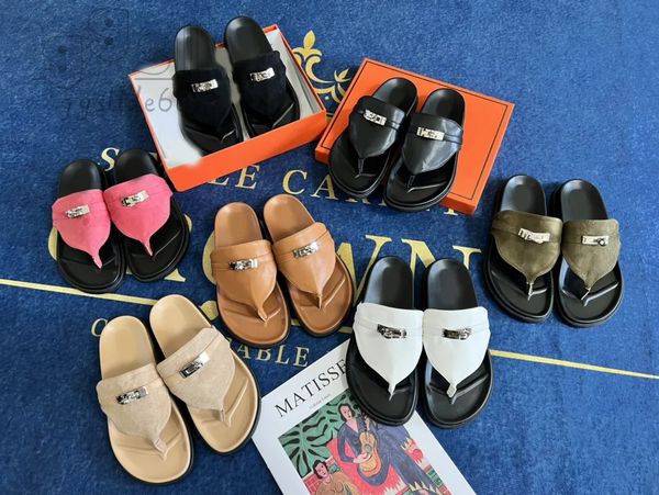 Brand flip flops beach pool mules slipper metal letter logo womans designer sandals slide rubber flat thong casual shoe summer outdoors sliders top quality