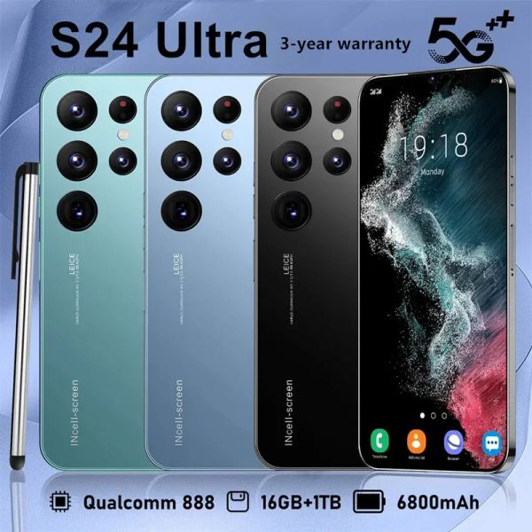 Mobile Phones Original S24 Ultra 6.8 HD Screen SmartPhone 16G+1T 5G Dual Sim Celulares Android Unlocked 72MP 6800mAh Cell Phone, Black
Mobile Phones Original S24 Ultra 6.8 HD Screen SmartPhone 16G+1T 5G Dual Sim Celulares Android Unlocked 72MP 6800mAh Cell Phone, Black