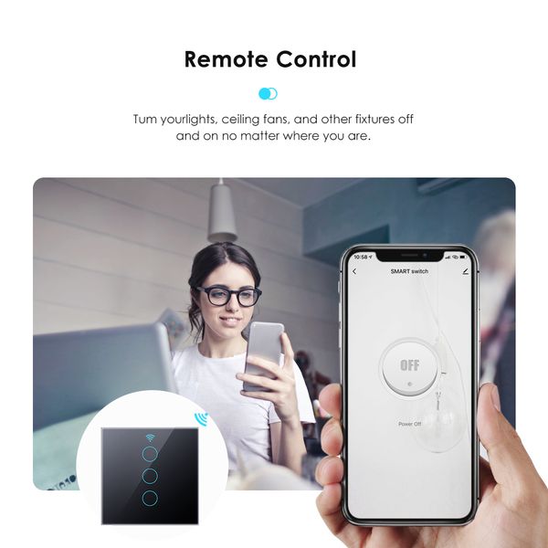 CORUI Tuya WIFI EU US Smart Touch Switch 1/2/3/4 Gang Light Switch Smart Life Remote Control Work With Alexa Google Home Alice