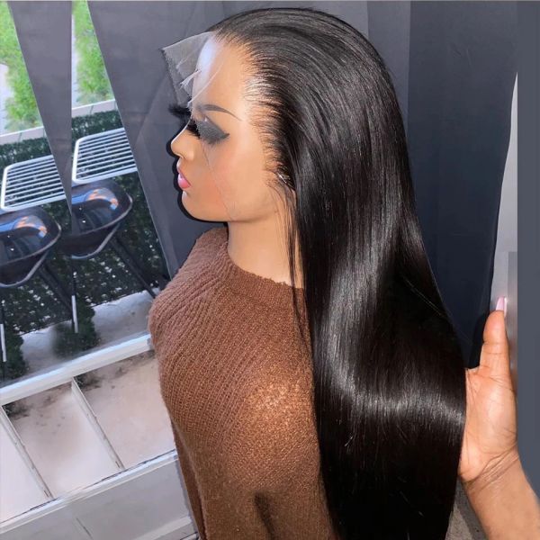 Glueless Wigs Frontal Brazilian Straight Human Hair HD 13X4 Lace Front Gluless Wig Ready To Wear, Black
Glueless Wigs Frontal Brazilian Straight Human Hair HD 13X4 Lace Front Gluless Wig Ready To Wear, Black