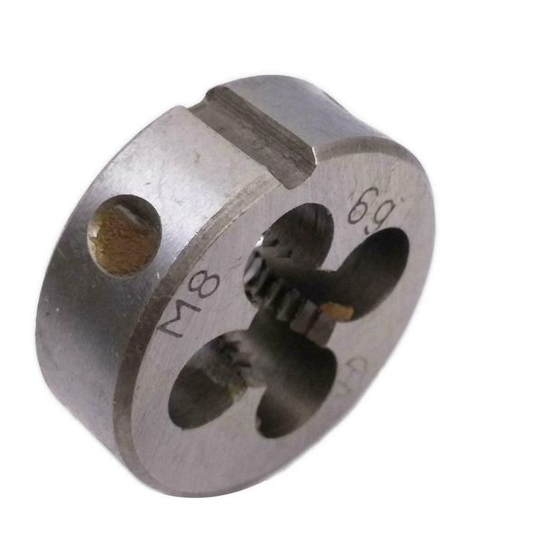 HSS M8x1.25mm Taper & Plug Tap & M8x1.25mm Die Metric Thread Right Hand HSS Screw Tap Drill Bit Set Straight Flute Plug Taps
