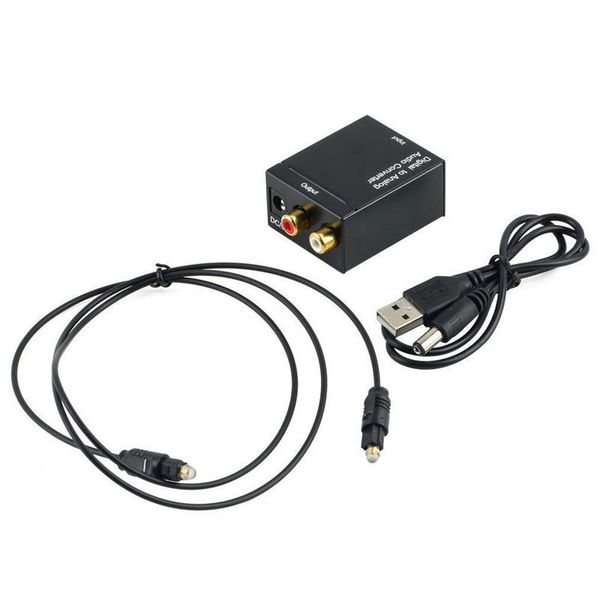 Digital Optical Toslink SPDIF Coax To Analog RCA Audio Converter Adapter With Fiber Cable