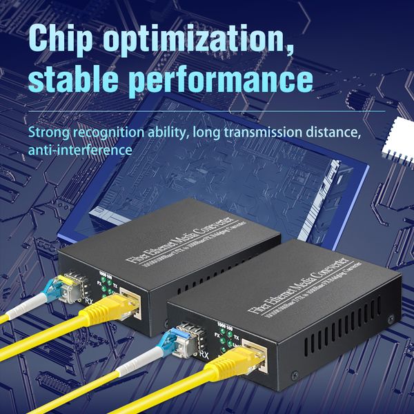 SFP Fiber to RJ45 Fiber Optic Media Converter,1000Mbps,SFP Transceiver Switch with SFP Module,Compatible Cisco,Mikrotik,Huawei