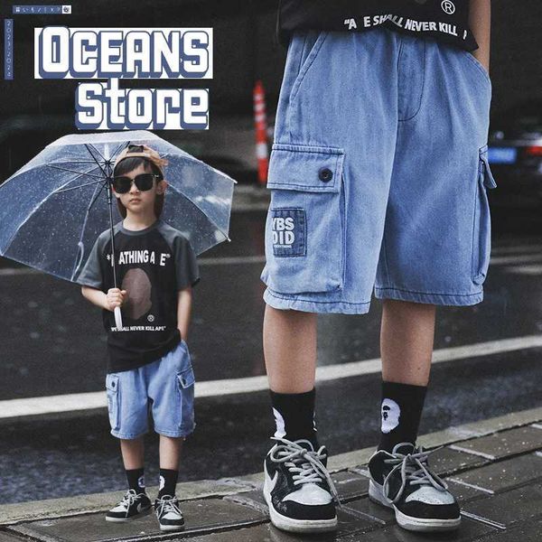 Shorts Childrens pants 2024 summer new Japanese mens and childrens workwear jeans oversized and breathable 5-inch shorts for older Y240524, Blue
Shorts Childrens pants 2024 summer new Japanese mens and childrens workwear jeans oversized and breathable 5-inch shorts for older Y240524, Blue