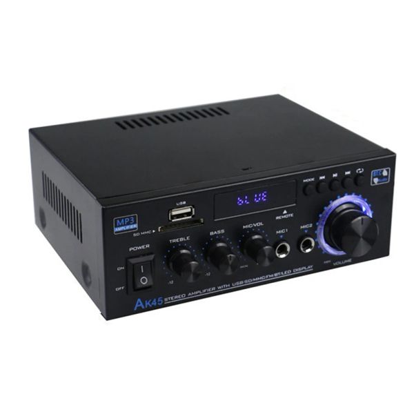 AK170 Mini Digital Power Audio Car Amplifier Blue Light Stereo Audio Amplifier for Home Theater Club Party Music 200W x2