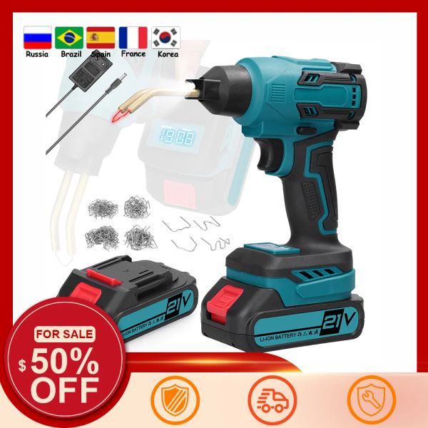 Handheld 21V Plastics Welding Machine Car Panel Crack Repairs Kit Thermal Cutting Hot Stapler Plastics Repairing Tool Set